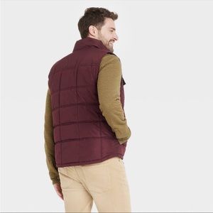 Men’s midweight puffer vest, maroon, medium